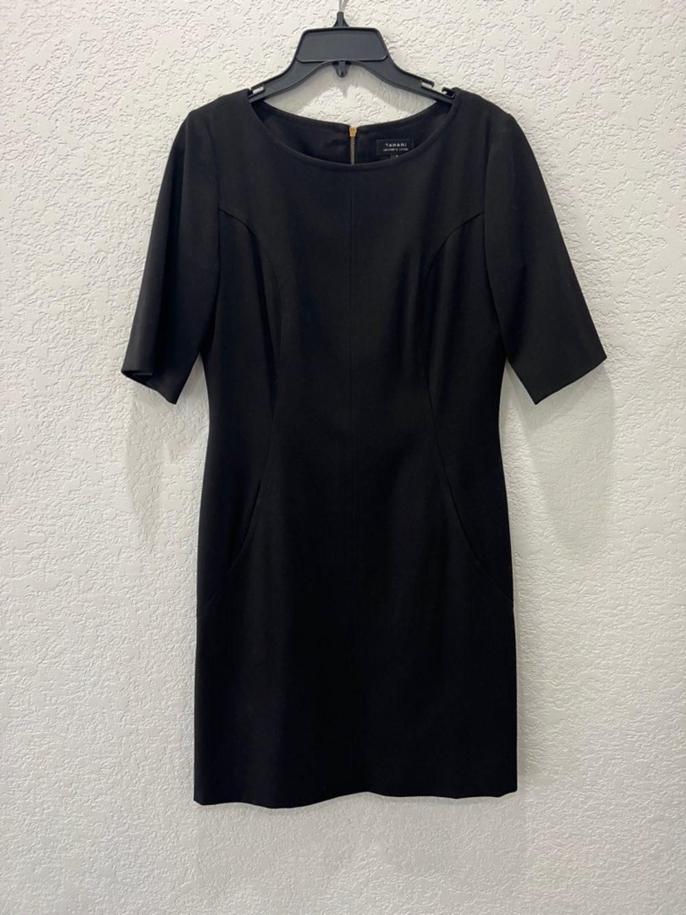 Tahari Black Short Sleeve Sheath Dress